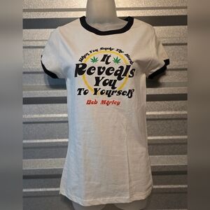 Zion Rootswear White Tee with Black Trim and Graphic